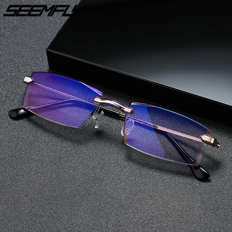 Seemfly -1 -1.5 -2 -2.5 -3 -3.5 -4 Anti Blue Light Finished Myopia Glasses Retro Square Optical Spectacles Nearsighted Goggles