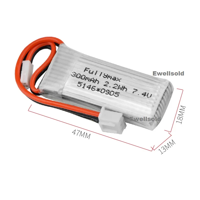 1-5PCS 7.4V 300mAh 30c Li-Po Battery 2.2WH/USB charger For WLtoys F959 XK DHC-2 A600 A700 A800 A430 RC airplane Spare Parts