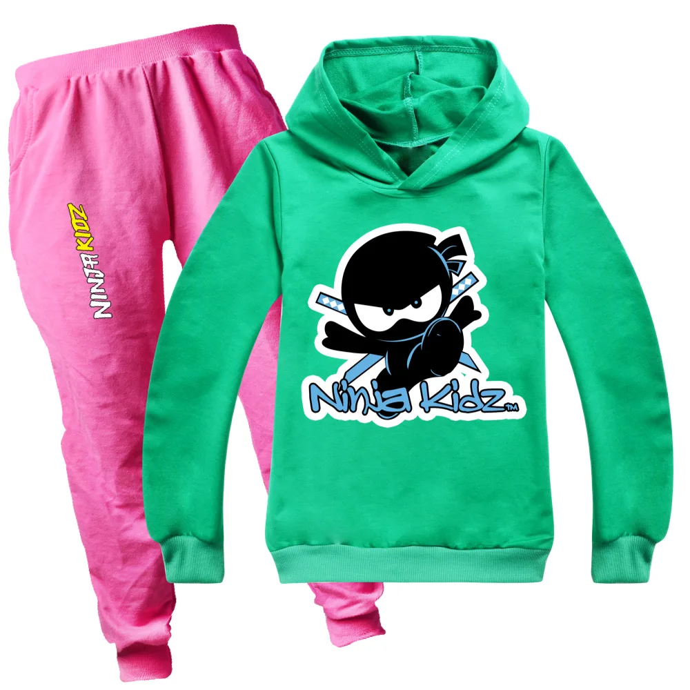 

Spring and Autumn NINJA KIDZ Children's Sweatshirt Fashion Kids Cotton Long Sleeve Hoodie Suit Boys Girls Sports Pullover Set