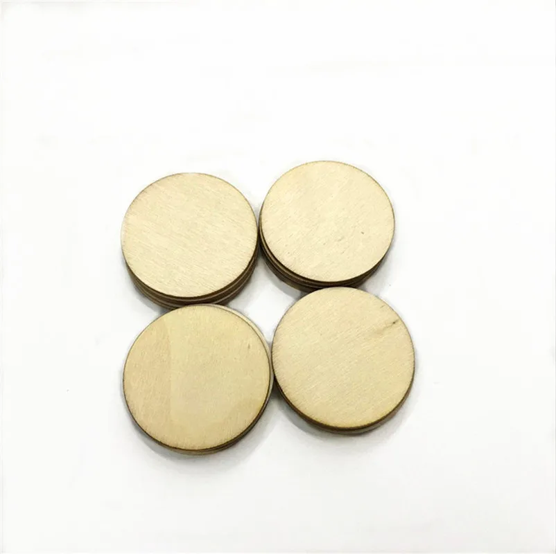 500PCS Round Wooden Scrapbooking Carft for Handmade Home Embellishments DIY Wood Circle Decoration 10/20/30/40/50/60MM