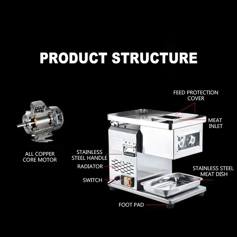 Tritacarne elettrico per affettatrice a cubetti per affettatrice automatica da 1500W in acciaio inossidabile