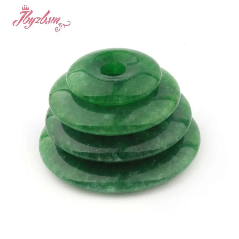 35 40 45mm Ring Donut Round Smooth Green Jades Pendant Stone Beads 1 Pcs,For DIY Necklace Pandant Jewelry Making,Free Shipping