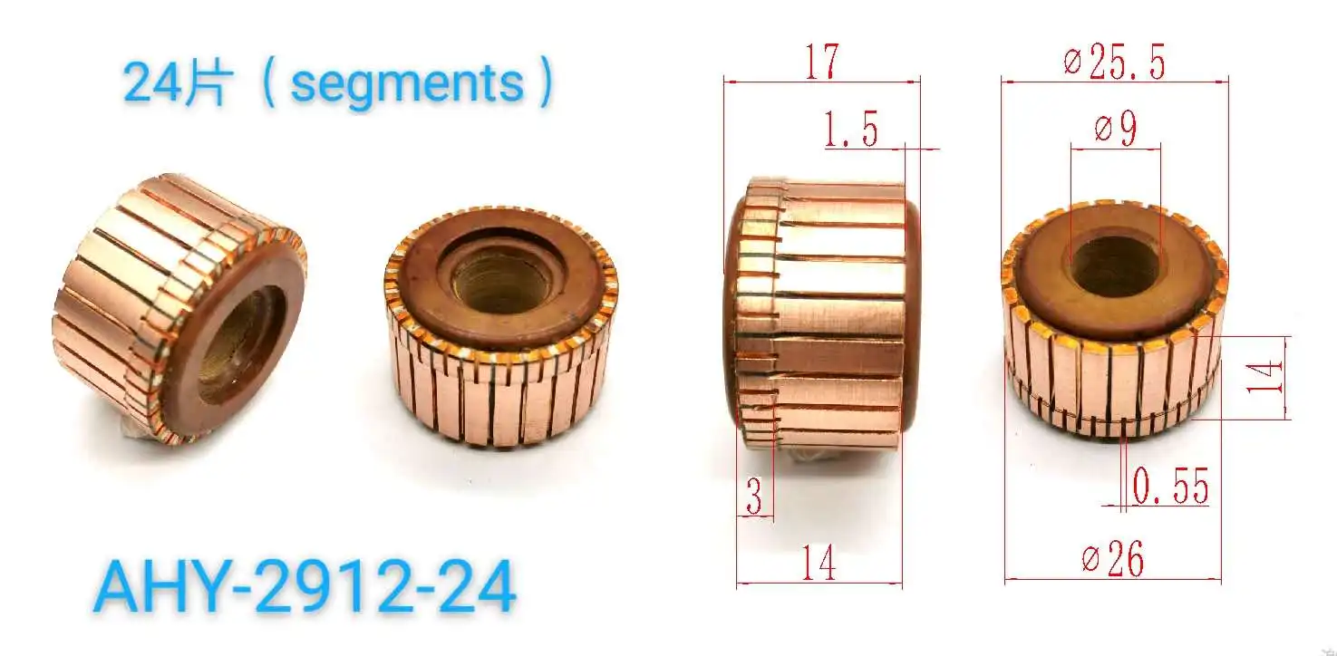 Commutatore del motore elettrico dell'alternatore delle barre di 1pc 9/10mm x 25.5mm x 17mm 24PCopper AHY-2912-24