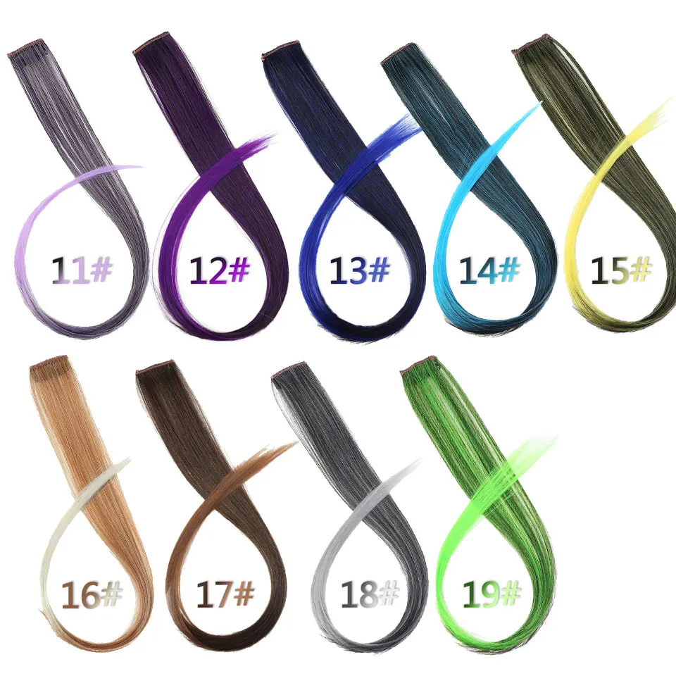 LUPU extensiones de cabello sintético con Clips, extensión de cabello resistente al calor, postizo de arcoíris colorido degradado para mujer