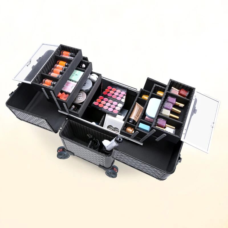 Makeup Case for Makeup Artist Cosmetic Bag Tool Box with Wheel Rolling Beauty Suitcase Large Capacity Makeup Bag Trolley Luggage