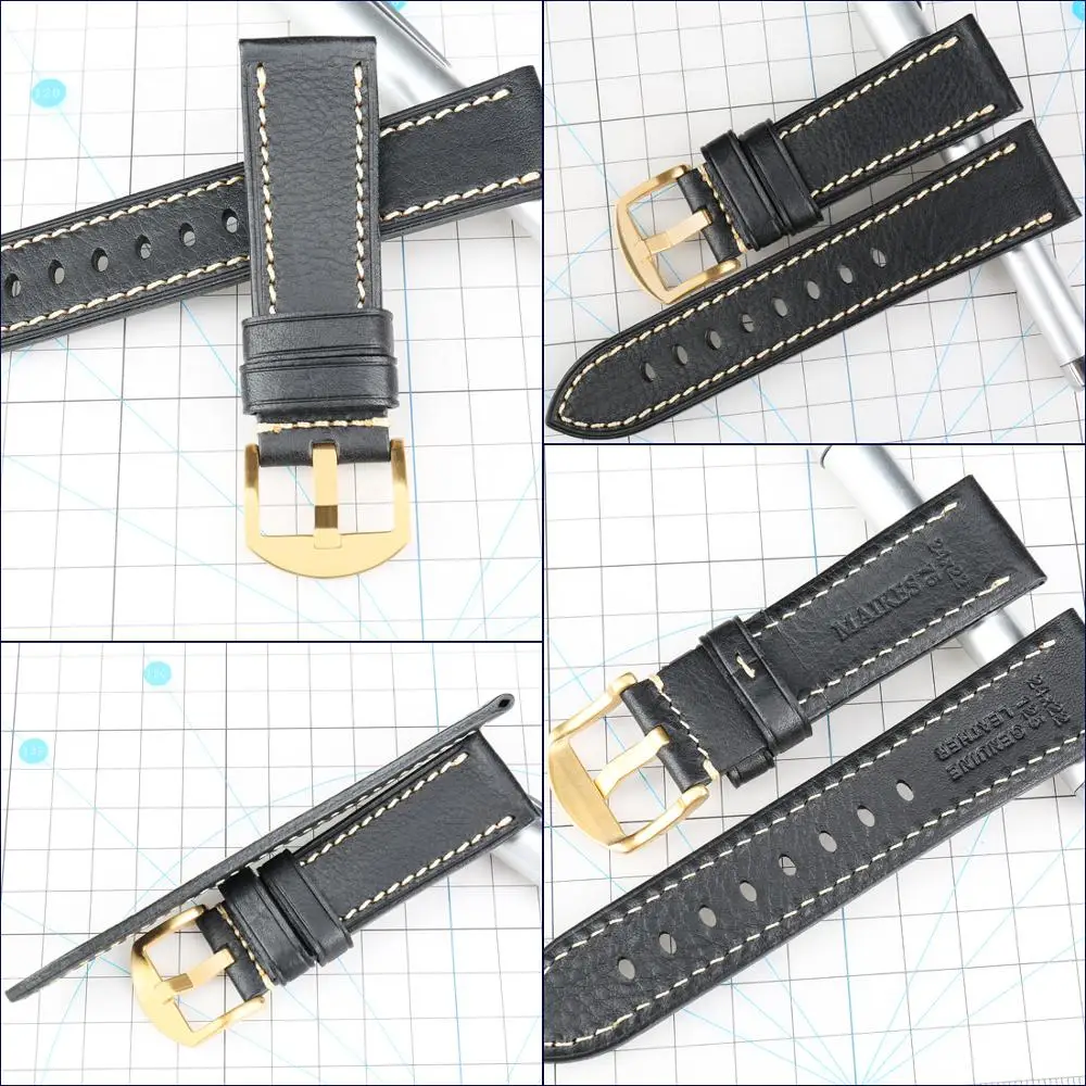 MAIKES Full Grain Watch Strap Watchband 18mm 19mm 20mm 21mm 22mm 24mm Calf Genuine Leather Watch Band for Tissot Seiko