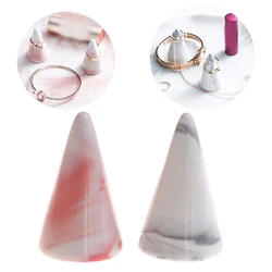 Ceramic Finger Cone Ring Holder Marble Decor Display Stand Tray Jewelry