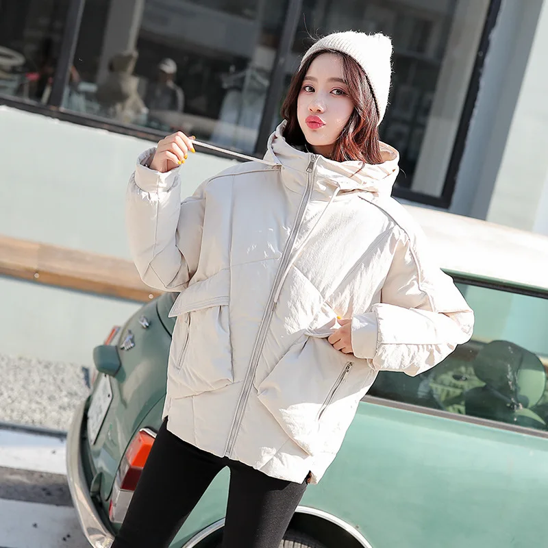 Casual สั้น Parka Overcoat ผู้หญิง2019ฤดูหนาวแฟชั่นกระเป๋าขนาดใหญ่หนาเสื้อแจ็คเก็ตลง Padding ฝ้าย Outerwear Mujer