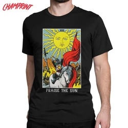 Praise The Sun Tarot Dark Souls Men's T Shirts Vintage Tees Short Sleeve O Neck T-Shirts Pure Cotton Unique Clothes