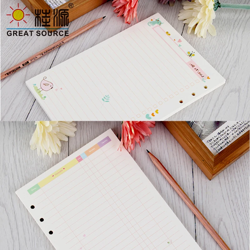 A5 Daily Planner Weekly Month Planner2021 Loose Leaf Notebook Refill Paper Dot Grid Notebook White Paper Notebook School(10PCS))