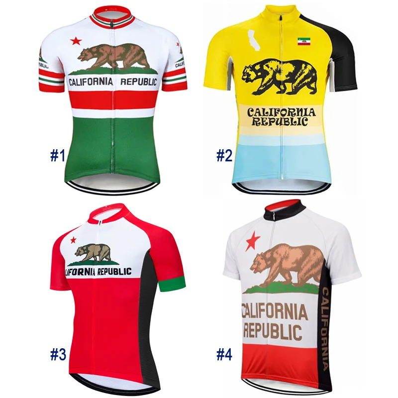 

Short Sleeve Cycling Jersey, Summer Bike Shirt, California Republic, Bicycle Clothing, Sport, Motocross, American Top