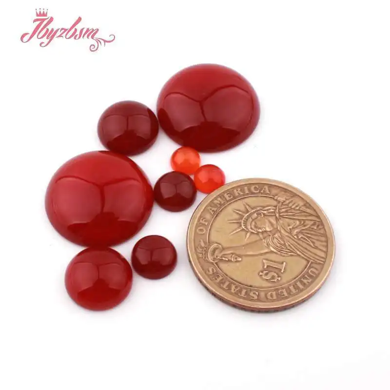 Coin Red Agate CAB Cabochon Flatback Dome Undrilled Natural Stone for DIY Needlework DIY Accessories Jewelry Making 5 Pcs