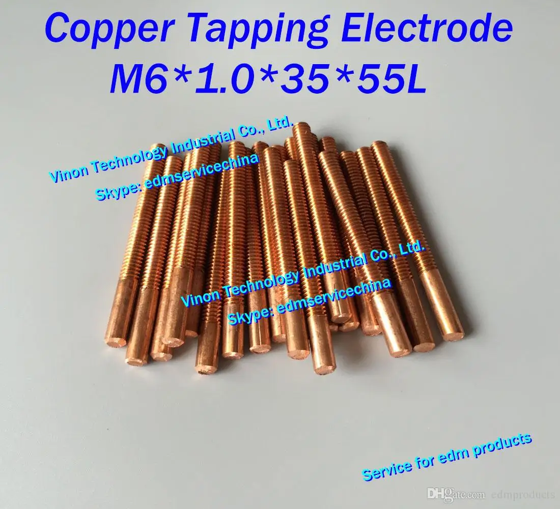 

(10pc/lot) M6x1.0x35x55mm Copper Orbital Tapping Electrode for EDM spark,copper threading electrode M6 with hole