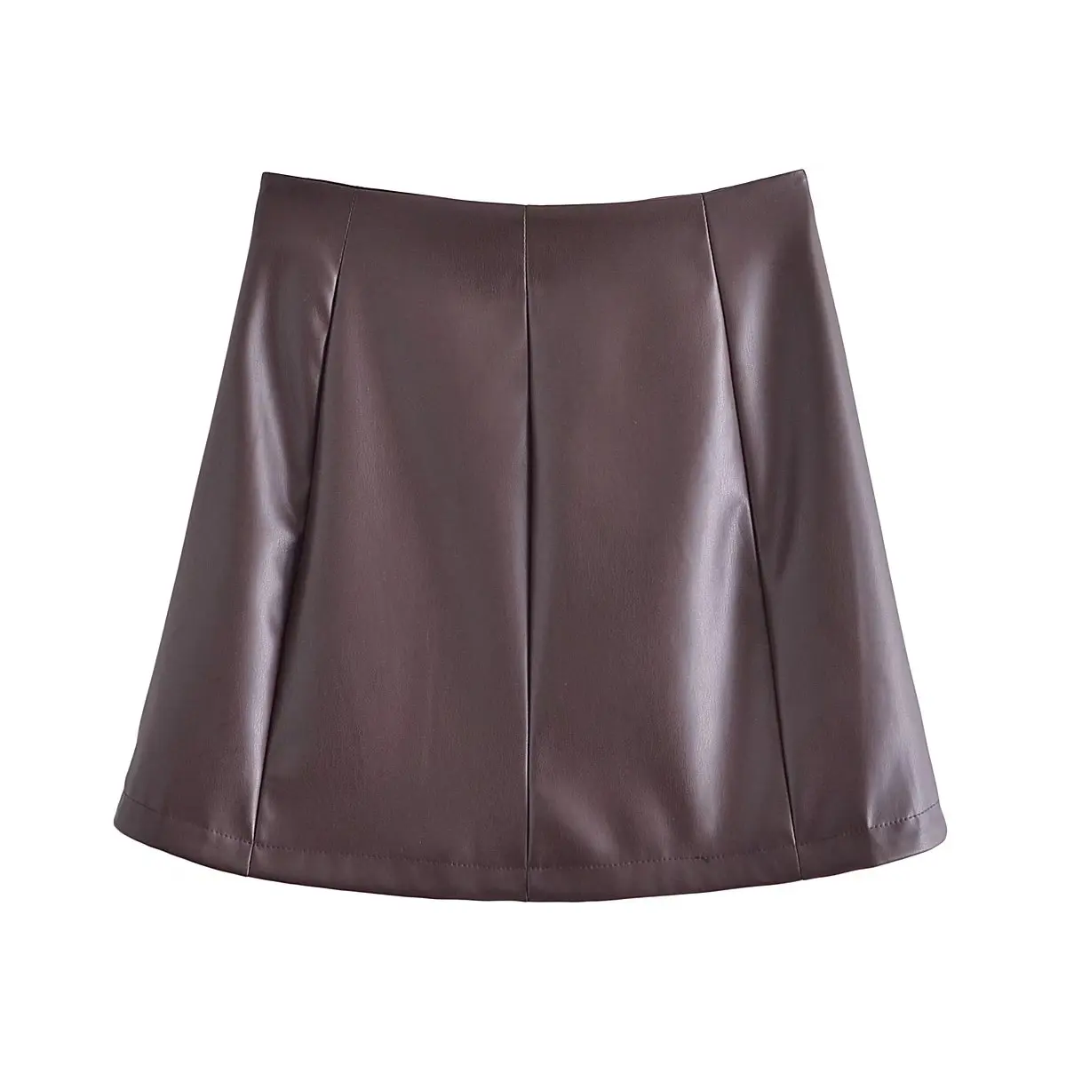 Nieuwe Mode Vrouwen Herfst Winter Pu Faux Leer Rokken Lady Hoge Taille A-lijn Boven De Knie Mini Korte Leren Rok Met knop