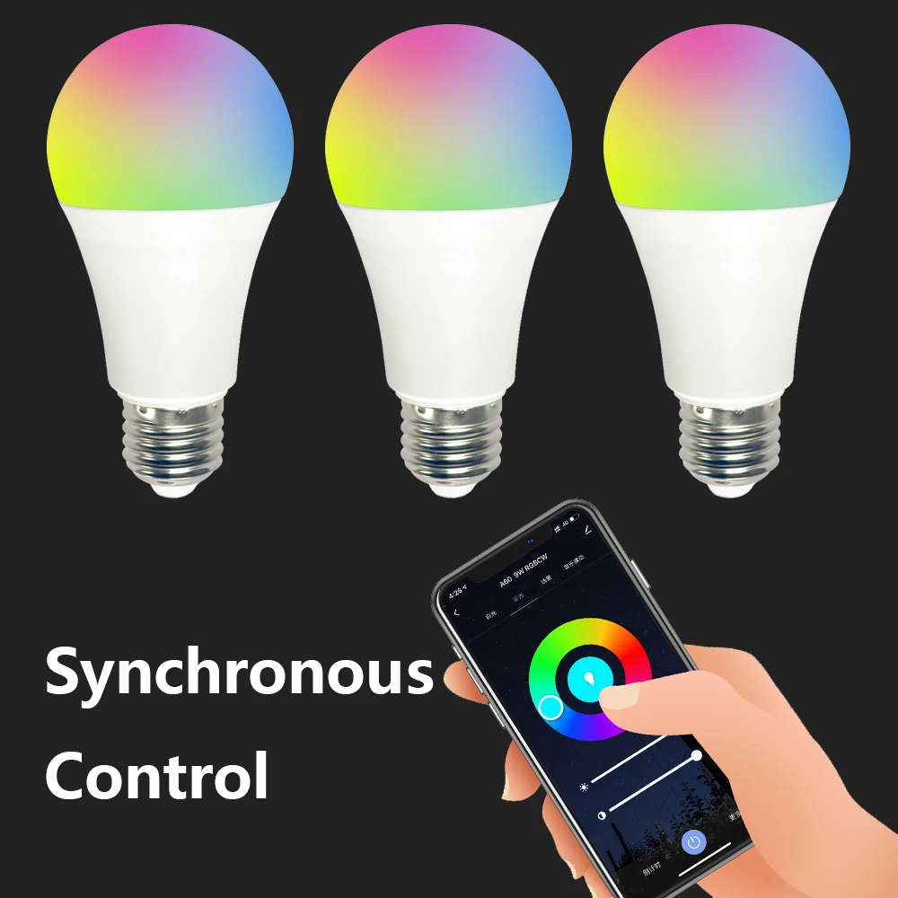 2pcs Voice Control 9W Rgb Smart Light Bulb Dimmable E27 B22 Wifi Led Magic Lamp Ac 85V-265V Work With Alexa Google Home