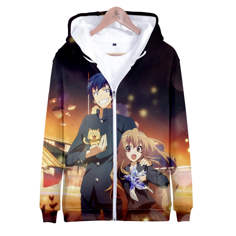 Sudadera con capucha y cremallera para hombre y mujer, ropa de calle con estampado 3D de Toradora, de manga larga, a la moda, gran oferta, 2021