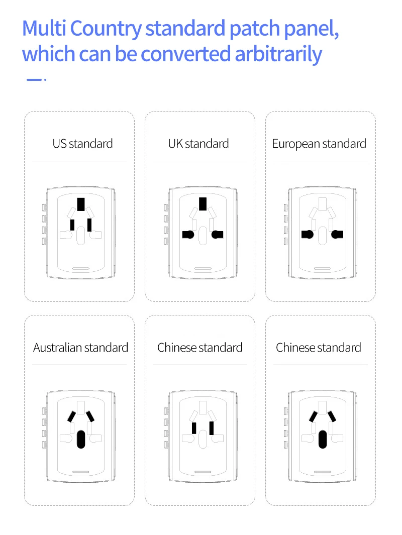 Adaptador de viagem universal internacional adaptador de energia tudo-em-um com 4 usb carregador de parede em todo o mundo para reino unido/ue/eua/au adaptador usb