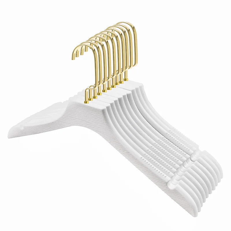 

Sainwin 10pcs/lot 40cm White imitation wood plastic hanger clothes store non-slip hangers Adult Pants rack(100pcs can LOGO)