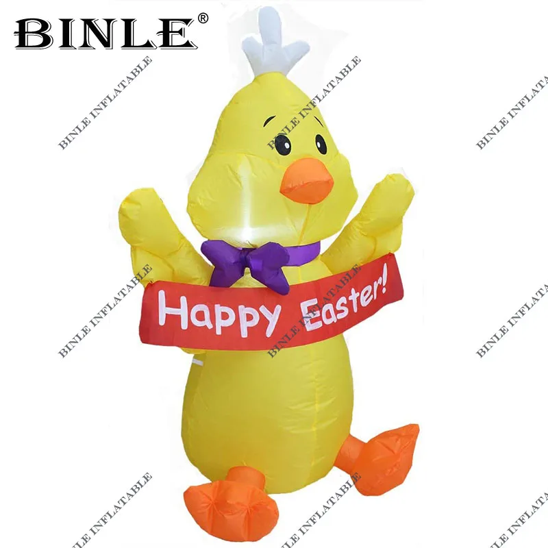 New Airblown Outdoor Inflatable Easter Chick W Happy Easter Banner For Holiday Decoration 8ft free shipping