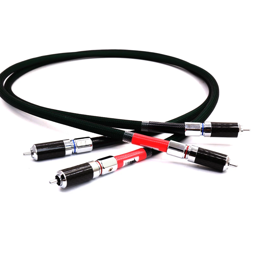 1 Pair HiFi 6N OFC Audio Cable Interconnect Cable with Rhodium Plated RCA to RCA Male Connector