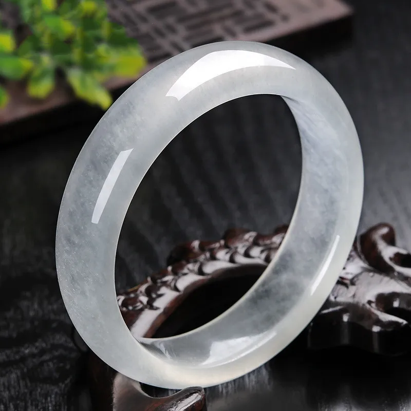 White Hand Carved Wide Stripe Natural Jade Bracelet Fashion Boutique Jewelry Men's and Women's Bangles Accessories Handring