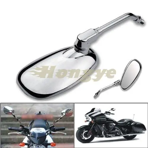 RPMMOTOR 2x Chrome Aluminum Oval Rearview Side Mirror Motorcycle Street Standard Naked Bike For Yamaha XV125 Virago 125