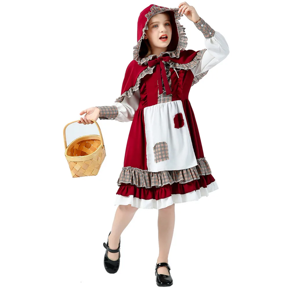 

Halloween Costume For Kids Girls Little Red Riding Hood Uniforms Cosplay Game Uniform Fancy Dress