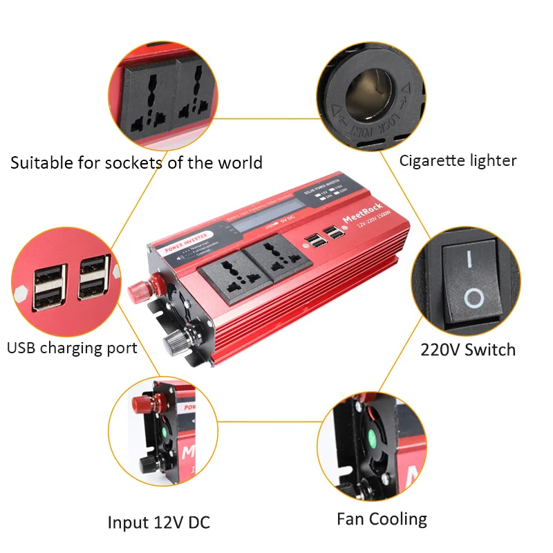 car inverter 12v 220v Car Voltage Power Converter 4 usd 1500W Circuit Protection with Cigarette lighter