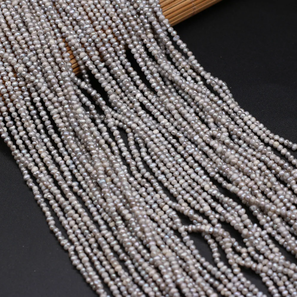 Natural Freshwater Pearl Gray Small Flat Bead Making DIY Necklace Bracelet Anklet Jewelry Mother-of-Pearl 2.5-3mm Gift