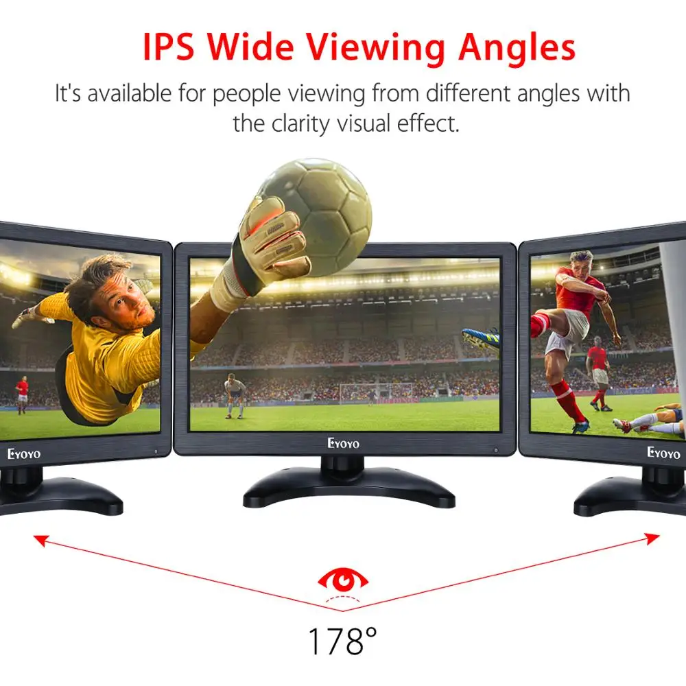

Eyoyo EM12D 11.6" FHD 1920X1080 IPS BNC HDMI Computer monitor PC LCD Screen Security Surveillance Display Moniteur with VGA AV