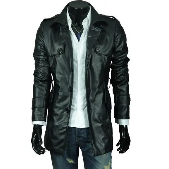 

Fast Shipping New Mens Leather Jacekt +Men 'S Casual Jacket Slim Fit With Belt ,Pu Leather 2color ,4sizes ,Drop Shipping