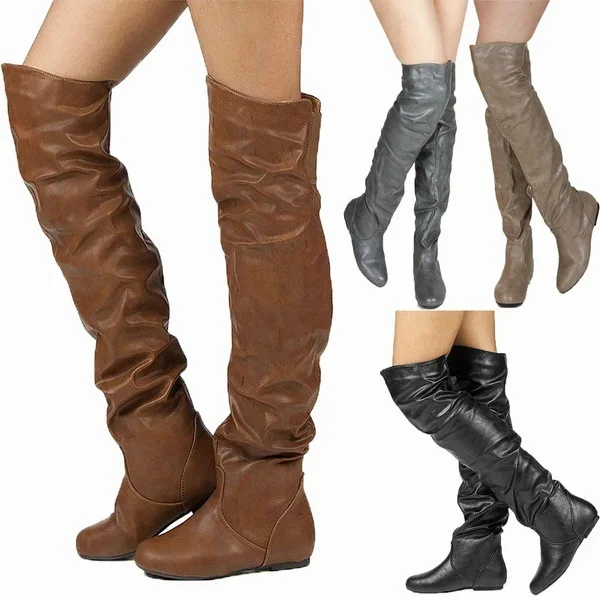 Over-the-Knee Boots Womens Square Block Heel Platform Side Zipper Autumn Winter Thigh Boots 15CM High Heels 2021