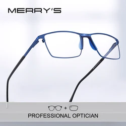 MERRYS DESIGN Men Titanium Prescription Glasses Square Myopia Full Frames Eyeglasses Male Business Style Optical Glasses S2170PG