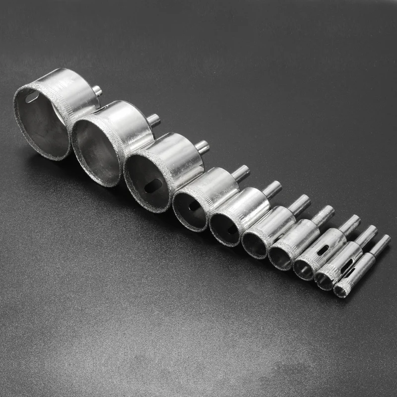 10pcs Diamond Hole SAW ชุดกระเบื้องเซรามิคแก้วพอร์ซเลนหินอ่อน 8 มม.-50 มม.เจาะ