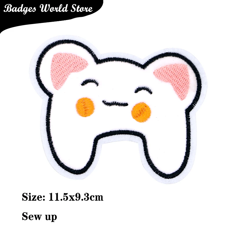 Cute White Brown Bear Glasses Cat Chenille Icon Towel Embroidery Applique Patch For Clothing DIY Iron on Badges on the Backpack