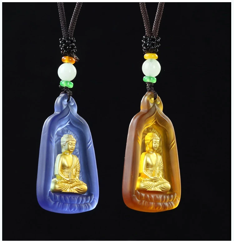 

Pagoda pharmacist Buddha Pendant, glass light Buddha, backlight gilding Buddha safety protection pendant