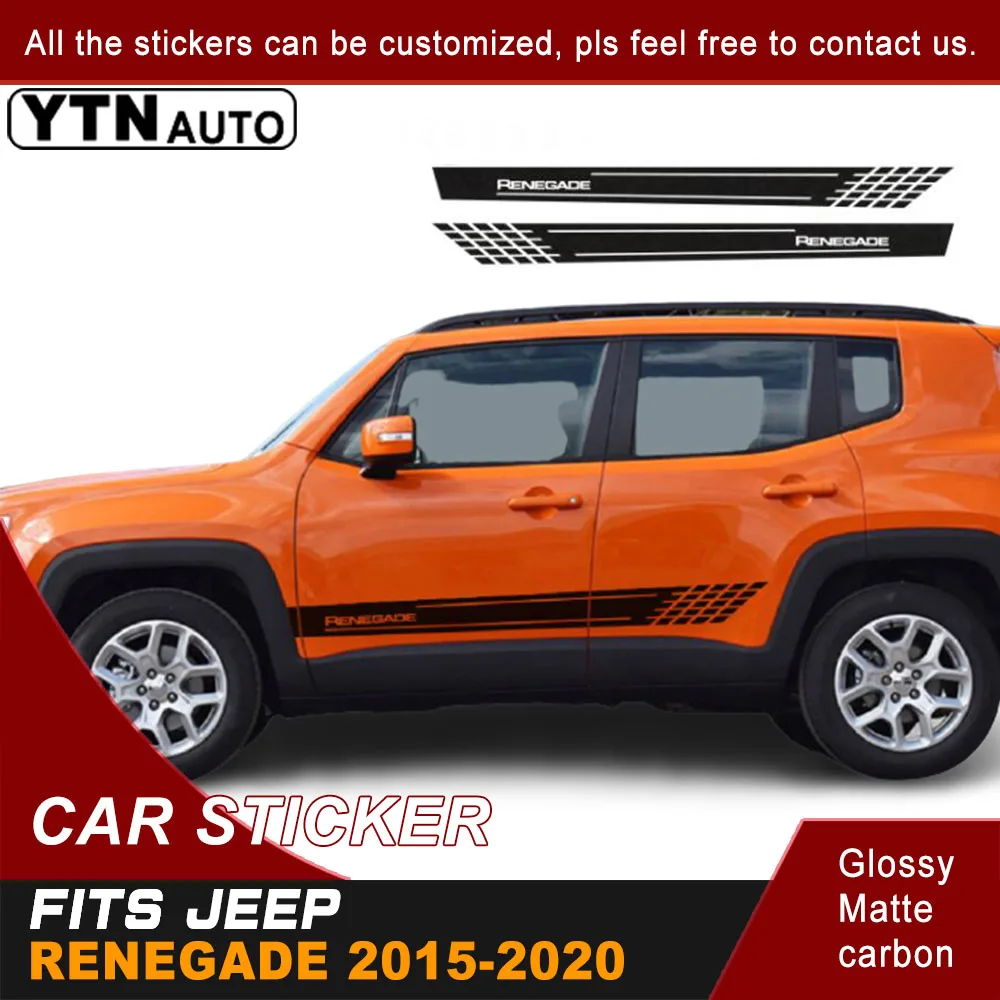 

Car Decals 2pcs For Jeep Renegade 2015 2016 2017 2018 2019 2020 Side Body Stripe Styling Graphic Vinyl Cool Sticker Customized