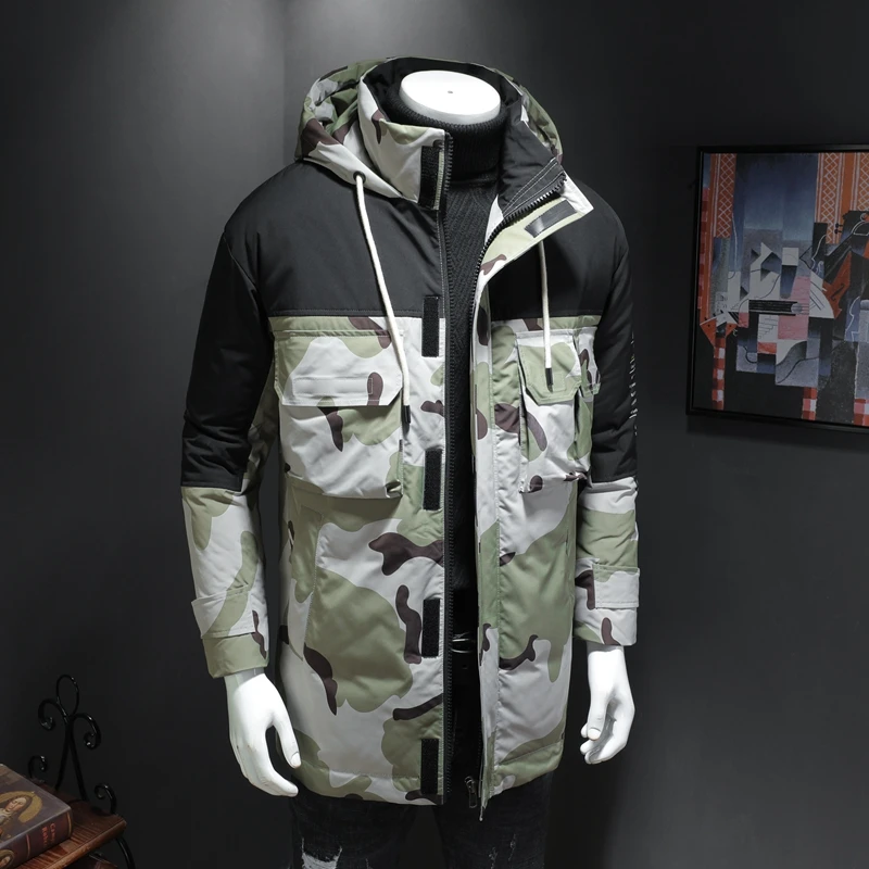 Winter Camouflage Jacket Men Warm Padded Cotton Thick Long Parka Male Hooded Windbreaker Overcoats Men's Coats Outerwear