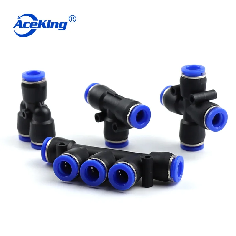 Pneumatic pipe plastic joint PZA four-way PK five way three-way PY PE4 / 6 / 8 / 10 / 12 / 16mm T-type Y-type TEN-type