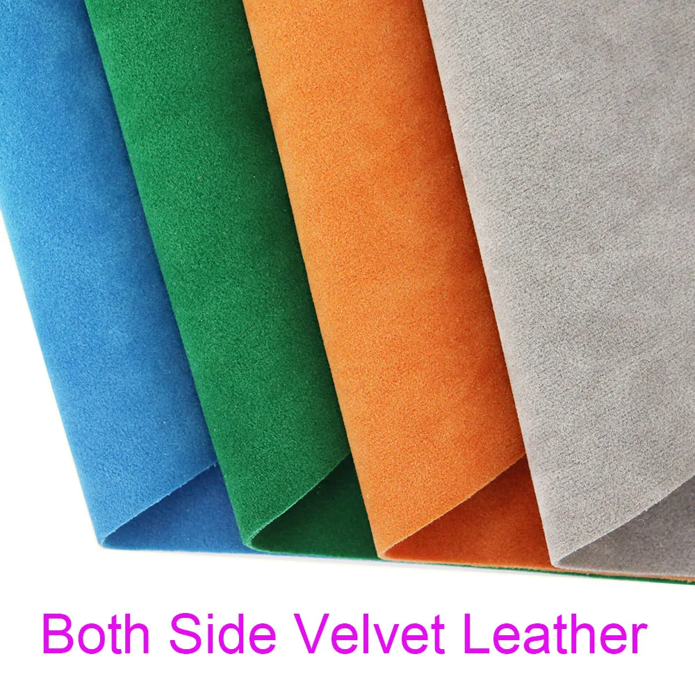 30x134cm Roll Green Blue Double-Sided Arificial Suede Velvet Flock Fabric Synthetic Faux Leather For Bows Decoration KY006