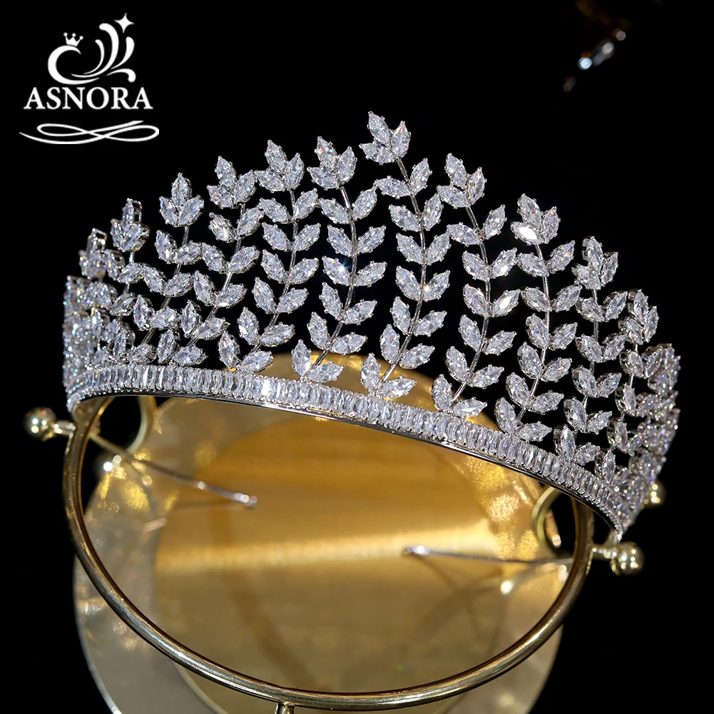 

New Design CZ Leaf Crystal Tiaras And Crowns Silver Color Wedding Hair Accessories Bride Diadem Queen Princess Headdress