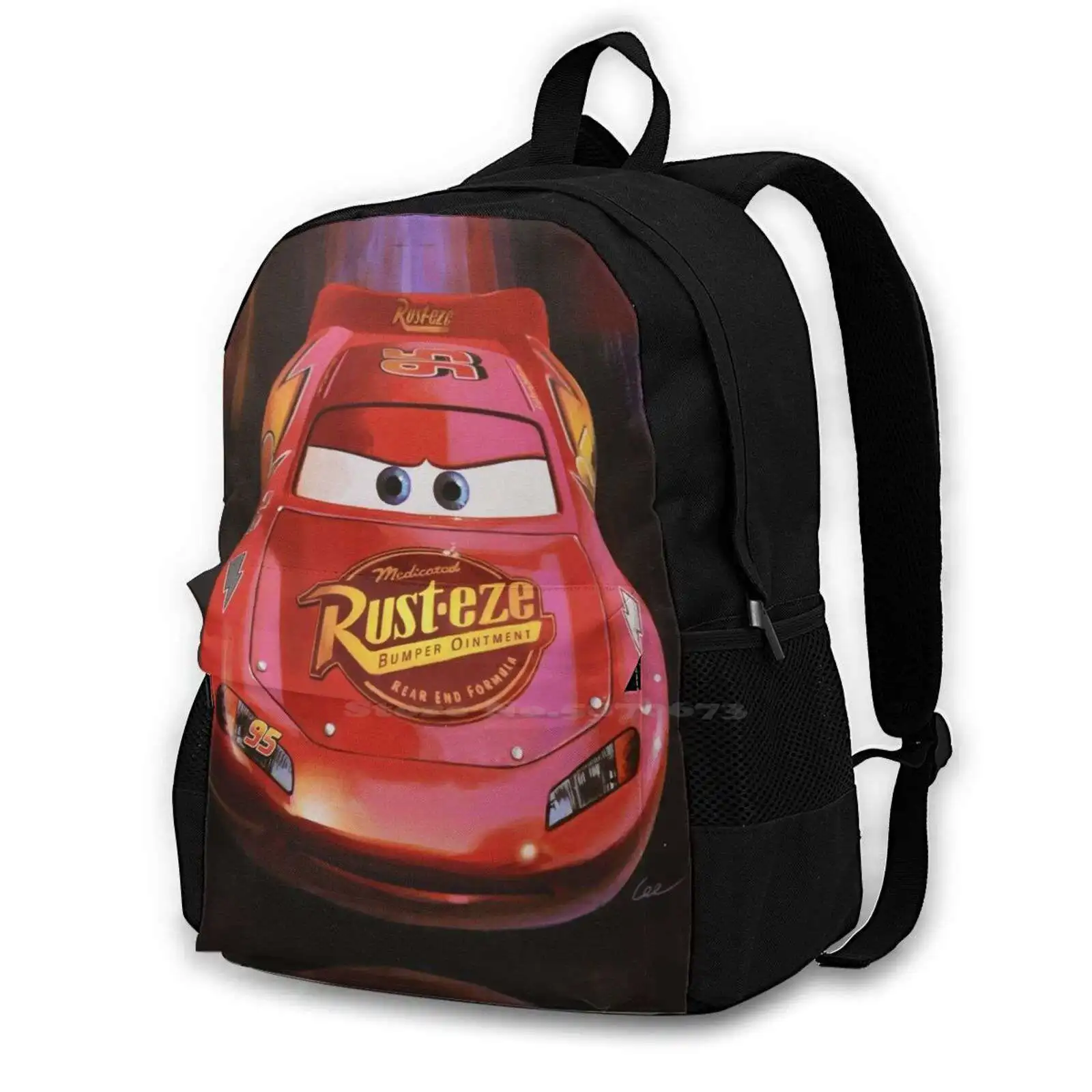 Faster Than Fast , Quicker Than Quick Pattern Design Bag Student'S Backpack Cars Lightning Mcqueen Racing Race Radiator Springs