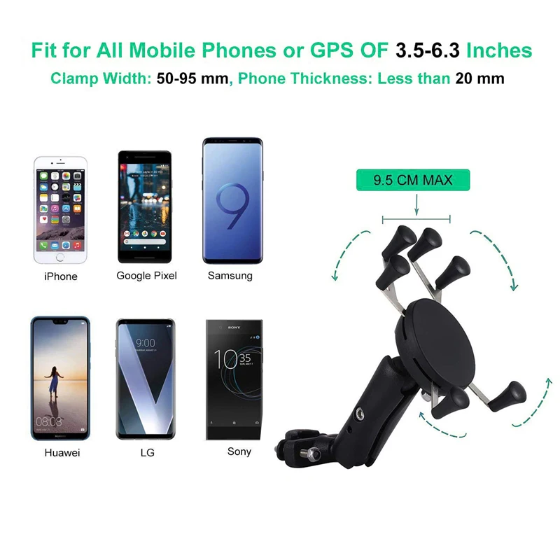 Motorcycle Phone Holder Bicycle Phone Holder Bike Handlebar Support Motor Mount Card slots For 3.5-6.3 inch