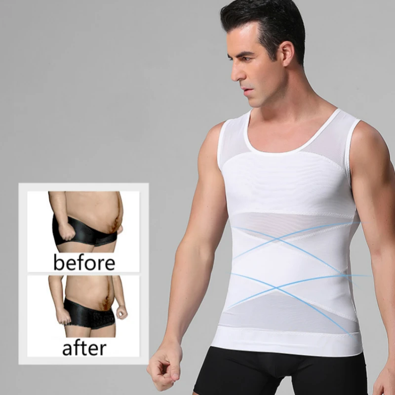 Men Body Shaper Slimming Waist Vest New Posture Undershirt Control Chest Trainer Tops Sleeveless 