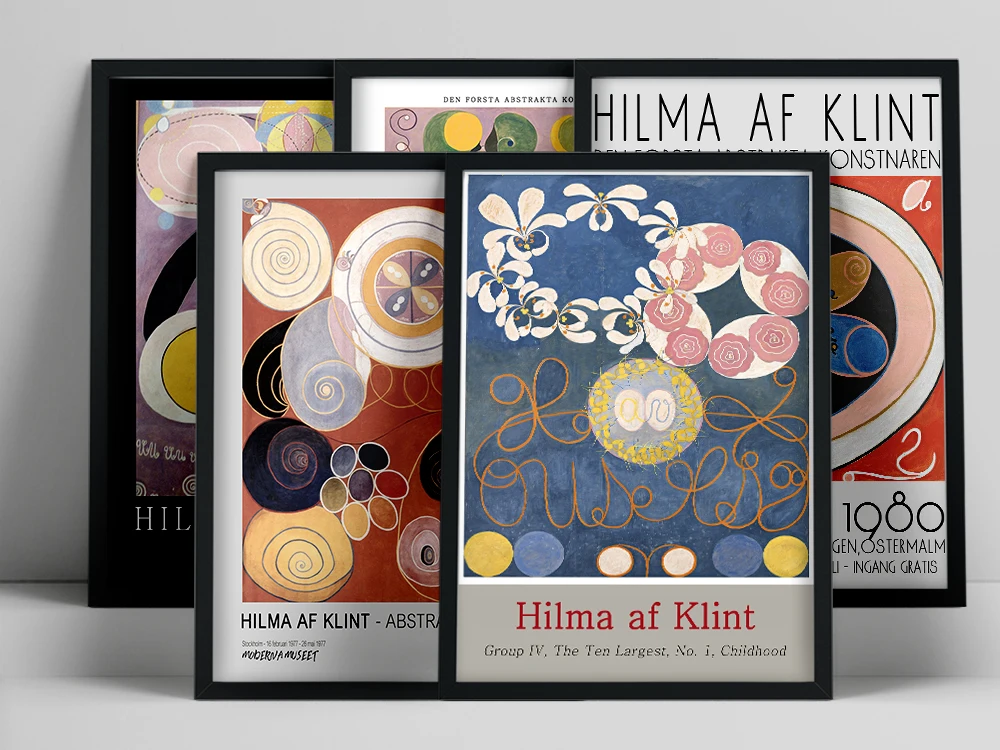 Swedish Hilma af Klint Exhibition Poster Vintage Autrement Abstract Pictures Modern Mid Century Abstract Canvas Painting Decor