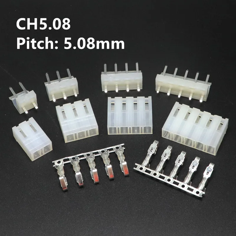 10sets CH5.08 2/3/4/5/6 Pin Connector 5.08MM PITCH Straight Pin Header + Housing + Terminal Ch5.08-2p/3p/4p/5p/6p