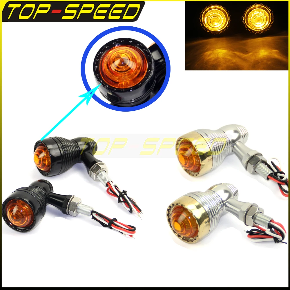 

Brass Bezel LED Bullet Light Motorbike Rear Turn Signal Lamp CNC 6061-T6 Aluminum For Honda Yamaha Kawasaki Suzuki 10MM Bolt