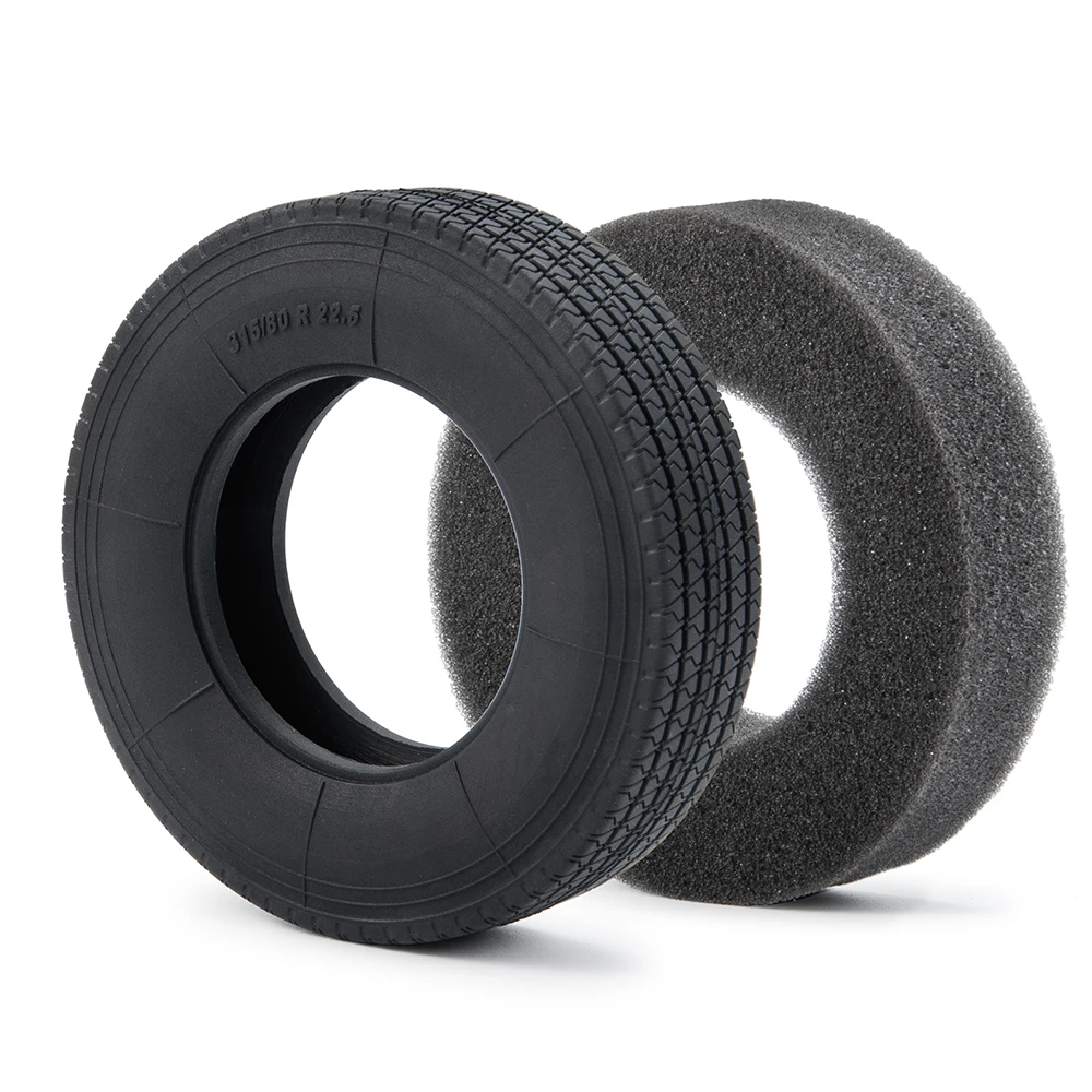 TRINOOD Rubber Tyres Wheel Tires with Sponge 22/25mm for 1/14 Tamiya Tractor Trucks Trailer Cargo Tow Drag RC Car Upgrade Parts