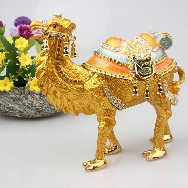 

Шкатулка для колец и ювелирных изделий, металлическое украшение в виде верблюда, эмалированный контейнер для хранения, креативный подарок, современный интерьер