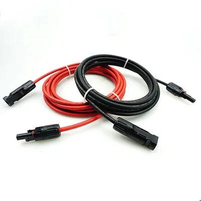 ALLMEJORES 1 คู่สายพลังงานแสงอาทิตย์ 10AWG ชายและหญิงสีดำและสีแดงพลังงานแสงอาทิตย์แผงสายต่อขยาย